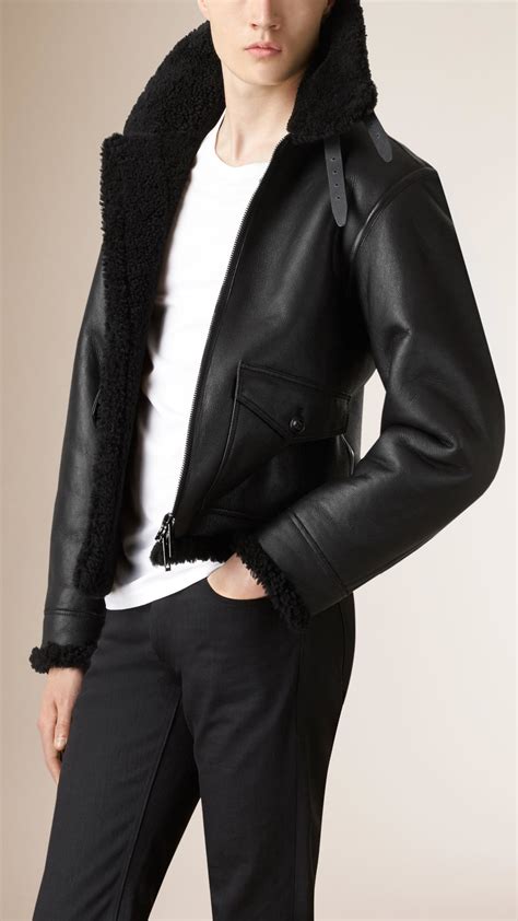 burberry shearling coat men's|Burberry shearling cropped jacket.